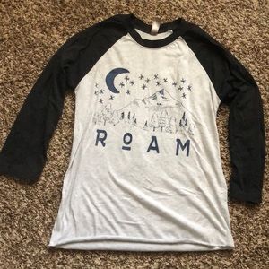 Baseball T with mountain scene